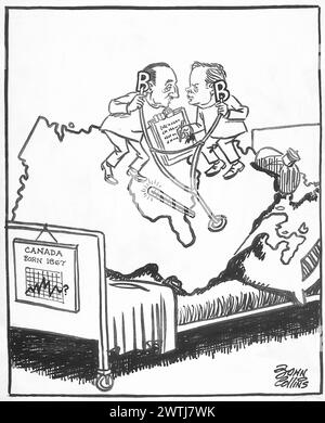 Cartoon - ascoltare il battito cardiaco della Nazione. John Collins (1917-2007) Foto Stock
