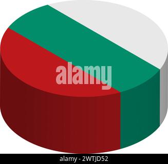 Bandiera Bulgaria - cerchio isometrico 3D isolato su sfondo bianco. Oggetto vettoriale. Illustrazione Vettoriale