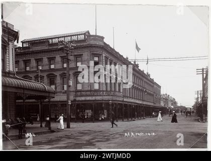 Waterloo House, Cashel St, Christchurch stampe in bianco e nero Foto Stock