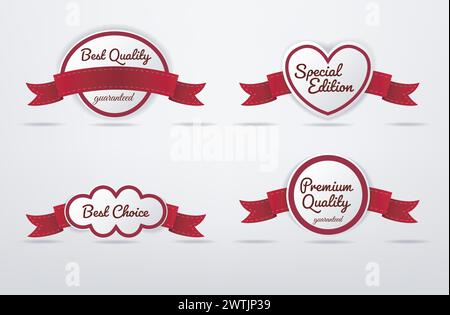 Set di etichette barra multifunzione Tag con testo di qualità superiore, illustrazione vettoriale Illustrazione Vettoriale