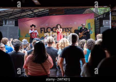 Estevie si esibisce al Flood Fest durante il SXSW di Austin, Texas, il 14 marzo 2024. (Foto di Stephanie Tacy/SIPA USA) Foto Stock