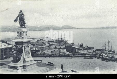 Collotipo - Champlain Monument e Dufferin Terrace, Quebec City, QC, circa 1910 Foto Stock