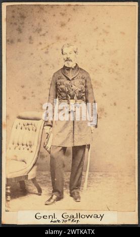 General Galloway, Cartes-de-visite di fine 70th Reg, stampe di albume, stampe in bianco e nero, ritratti di studio Foto Stock