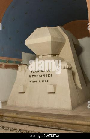 Stanislaw Wyspianski, tomba, Cripta dei distinti a Skalka, San Michele Arcangelo e San Stanislao Vescovo e Basilica dei Martiri, KR Foto Stock