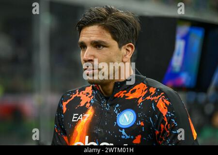 Milano, Italia. 17 marzo 2024. Giovanni Simeone del Napoli visto prima della partita di serie A tra Inter e Napoli al Giuseppe Meazza di Milano. (Photo Credit: Gonzales Photo/Alamy Live News Foto Stock