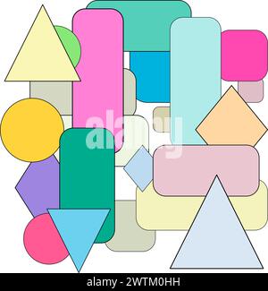 Vibrant Geometric Illustrations in vari colori pastello, Germania Illustrazione Vettoriale
