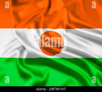 La bandiera della Repubblica del Niger con effetto Ripple Foto Stock
