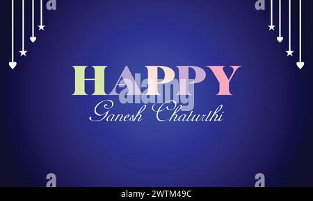 Happy Ganesh Chaturthi testo elegante con design illustrativo Illustrazione Vettoriale