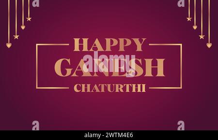 Happy Ganesh Chaturthi testo elegante con design illustrativo Illustrazione Vettoriale