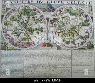 Grafico astronomico - Planisfere du Globe celeste Nicolas Sanson (1600-1667) Foto Stock