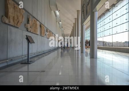 Museo dell'Acropoli: Fregio del Partenone raffigurante la processione panfenica. Atene. Grecia Foto Stock