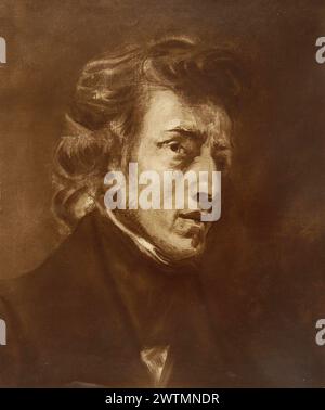 Ritratto di pittura ad olio del compositore e pianista polacco Frederic Chopin di Eugene Delacroix 1838 Foto Stock