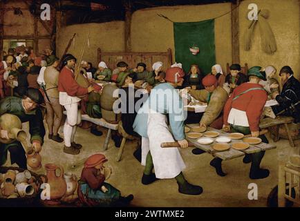 The Peasant Wedding, 1566–69, olio sul pannello. Un tardivo soggetto contadino, con un trattamento più monumentale. Pieter Brueghel il Vecchio Foto Stock