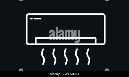 Icona climatizzatore. Illustrazione del condizionatore d'aria Vector isolato in bianco e nero Illustrazione Vettoriale