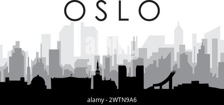 Panorama dello skyline cittadino di OSLO, NORVEGIA Illustrazione Vettoriale