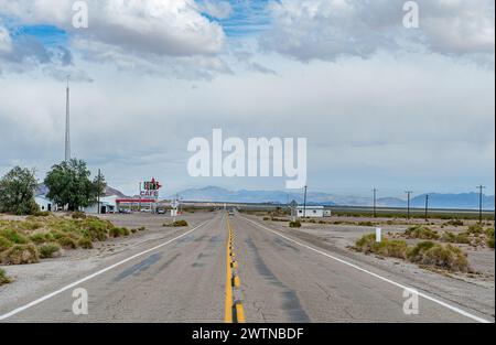 L'iconico Roy's Motel & Café ad Amboy sulla Route 66 nel deserto del Mojave, California Foto Stock