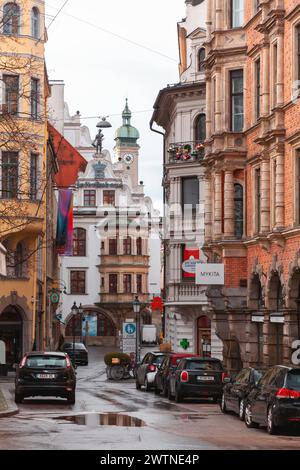 Monaco di Baviera, Germania - 25 dicembre 2021: Lo Staatliches Hofbraeuhaus di Monaco di Baviera è un birrificio di Monaco di Baviera, in Germania, di proprietà del governo statale bavarese. Foto Stock