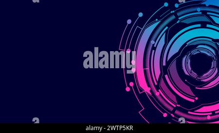 Estetica tecnologia astratta sfondo circolare circuito stampato Illustrazione Vettoriale