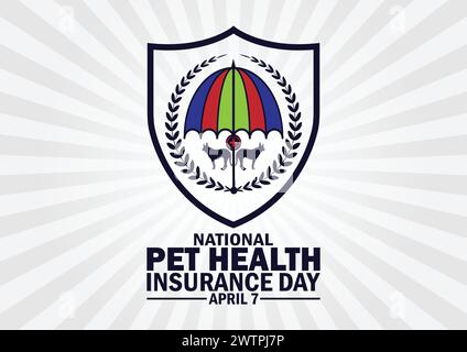 Giornata nazionale di assicurazione contro le malattie degli animali domestici con forme e tipografia. National PET Health Insurance Day, background Illustrazione Vettoriale