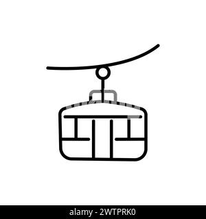 Icona linea funicolare. Logo o illustrazione dell'icona dello Sky train con design vettoriale stile traccia contorno. perfetto per il web, l'app mobile e il pattern Illustrazione Vettoriale