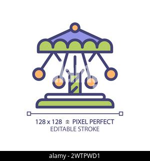 Icona a colori RGB perfetta pixel del carosello a catena oscillante Illustrazione Vettoriale
