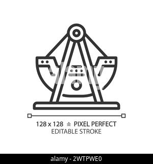 Icona lineare pixel Perfect nave pirata oscillante Illustrazione Vettoriale