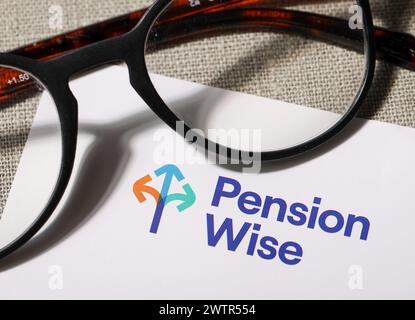 Lettera Pension Wise inviata a un residente nel Regno Unito per discutere del fabbisogno pensionistico. Foto Stock