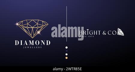 Illustrazione vettoriale simboli logotipo di gioielli Diamond Luxury sfondi isolati per Branding e design dell'identità, logotipo marchio aziendale, concettuale Illustrazione Vettoriale