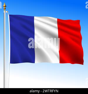 Francia, bandiera ufficiale su sfondo bianco, Unione europea, illustrazione vettoriale Illustrazione Vettoriale