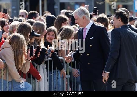 Oudenaarde, Belgio. 19 marzo 2024. Re Filippo - Filip del Belgio nella foto durante una visita reale a Oudenaarde, martedì 19 marzo 2024, parte di una visita nella provincia delle Fiandre Orientali. BELGA FOTO KURT DESPLENTER credito: Belga News Agency/Alamy Live News Foto Stock