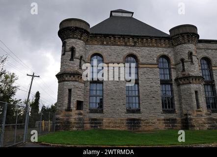 Esterno di un blocco di celle presso l'Ohio State Reformatory di Mansfield, un'ex prigione che ora è una popolare attrazione turistica e location per le riprese. Foto Stock