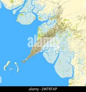 Mappa della città di Conakry, Guinea Illustrazione Vettoriale