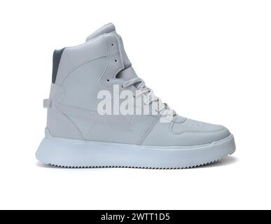 sneaker alte alla caviglia isolate su sfondo bianco Foto Stock