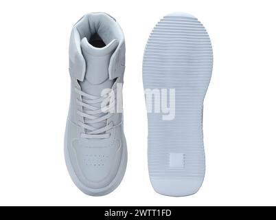 sneaker alte alla caviglia isolate su sfondo bianco Foto Stock