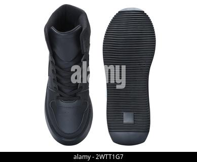 sneaker alte alla caviglia isolate su sfondo bianco Foto Stock