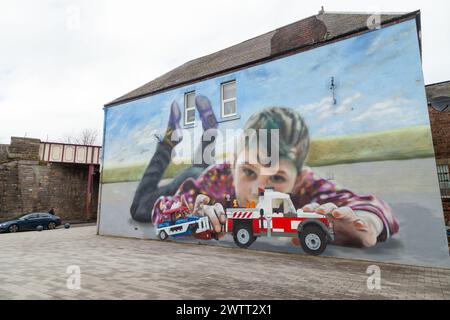 Murale Toy story di Scottish Street Artist di Kerry Wilson, Cowdenbeath, Fife, Scozia Foto Stock
