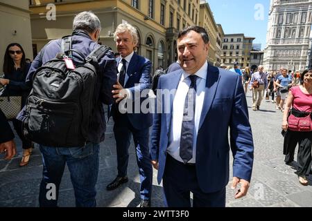 Photo Repertory, Italia. 20 marzo 2024. PHOTO REPERTORY - Firenze - Basilica di Santa Maria del Fiore. Solenne funerale per Franco Zeffirelli. Nella foto Joe Barone, ACF Fiorentina, Giancarlo Antonioni (Firenze - 2019-06-18, Claudio fusi) ps la foto può essere utilizzata nel rispetto del contesto in cui è stata scattata, e senza intento diffamatorio del decoro delle persone rappresentate solo utilizzo editoriale credito: Agenzia fotografica indipendente/Alamy Live News Foto Stock