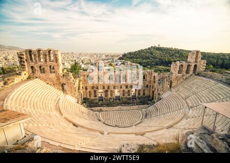 Teatro Odeon di Erode Attico presso l'acropoli, Atene, Grecia Foto Stock