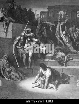 L'infanticidio a Betlemme o il massacro degli innocenti, l'Antico Testamento, la Bibbia, Matteo 2 , ilustrazione storica 1886 Foto Stock