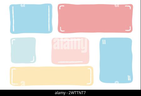 Set di poster chuote disegnati a mano. Set di template vuoti per frame di Chuote. Colorare le bolle di velocità vuote. Illustrazione vettoriale Illustrazione Vettoriale