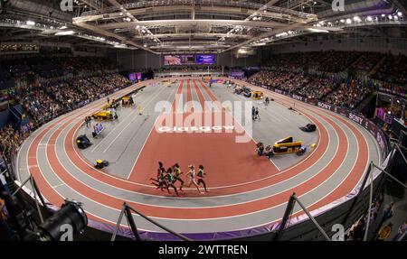 Finale femminile di 800 m ai Mondiali di atletica leggera indoor, Emirates Arena, Glasgow, Scozia Regno Unito. 1°/3 marzo 2024. Foto Gary Mitchell Foto Stock