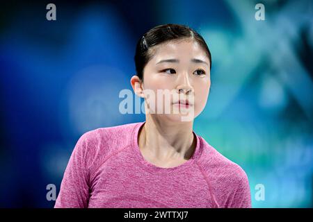 Mone CHIBA (JPN), durante le esercitazioni femminili, ai Campionati mondiali di pattinaggio di figura ISU 2024, al Centre Bell, il 19 marzo 2024 a Montreal, Canada. Crediti: Raniero Corbelletti/AFLO/Alamy Live News Foto Stock