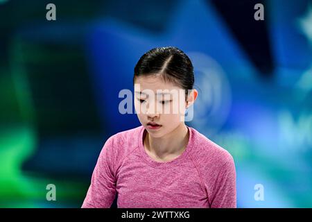 Mone CHIBA (JPN), durante le esercitazioni femminili, ai Campionati mondiali di pattinaggio di figura ISU 2024, al Centre Bell, il 19 marzo 2024 a Montreal, Canada. Crediti: Raniero Corbelletti/AFLO/Alamy Live News Foto Stock