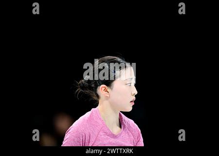 Mone CHIBA (JPN), durante le esercitazioni femminili, ai Campionati mondiali di pattinaggio di figura ISU 2024, al Centre Bell, il 19 marzo 2024 a Montreal, Canada. Crediti: Raniero Corbelletti/AFLO/Alamy Live News Foto Stock