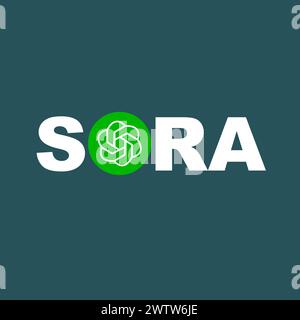 Sora ai icona testo in video generatore video online vettoriale. Sora è un'intelligenza artificiale del generatore di testo-video, modello video di OpenAI chatGPT, Illustrazione Vettoriale