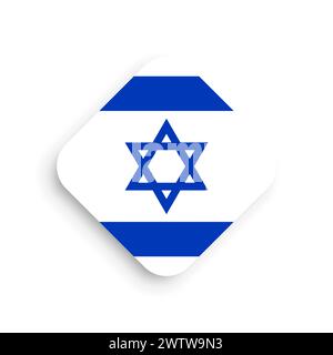 Bandiera Israele - icona a forma di rombo con ombra caduta isolata su sfondo bianco Illustrazione Vettoriale