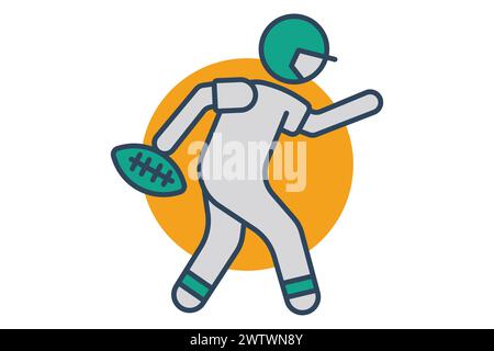 icona del football americano. giocatore di football americano. icona relativa allo sport, alla palestra. stile icona linea piatta. illustrazione dell'elemento. Illustrazione Vettoriale