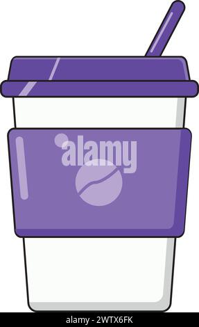 Icone del caffè. Icone lineari delle tazze di caffè viola. Varie tazze di caffè. Illustrazione vettoriale Illustrazione Vettoriale