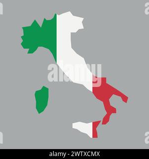 flag mappa vector italy su sfondo bianco Illustrazione Vettoriale