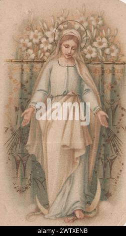 Antico biglietto sacro colorato Madonna, Santa Maria, Samaria Zell, Mater dolorosa, Immacolata, Ave Maria, Rosa Mystica, Szűz Mária, Maria, nostra Signora del dolore ulteriori-diritti-cancellazioni-non disponibili Foto Stock